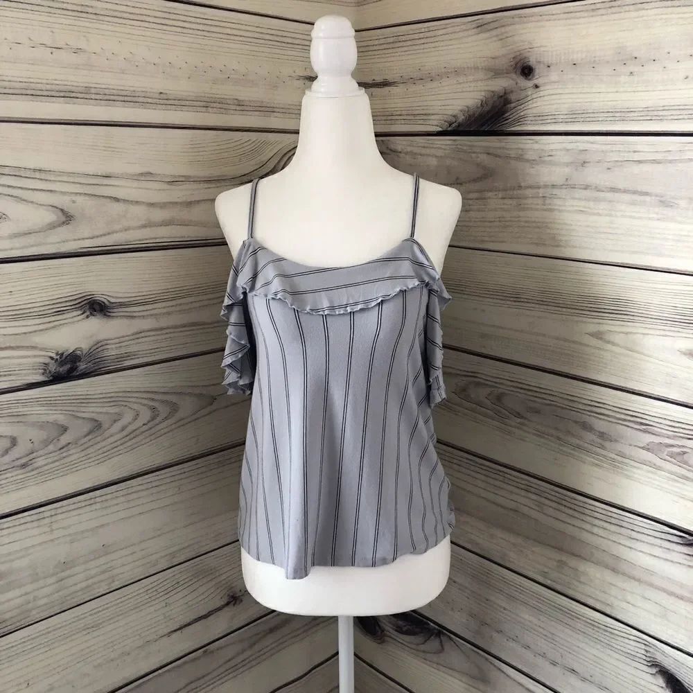 American Eagle Off Shoulder Soft Striped Tank Sm
